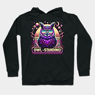 Owl-standing - Synthwave Hoodie